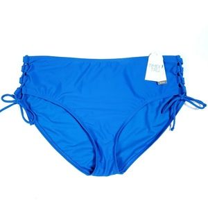 Time And Tru Womens Plus 2X Blue Mid Rise Bikini Bottom Tie Up